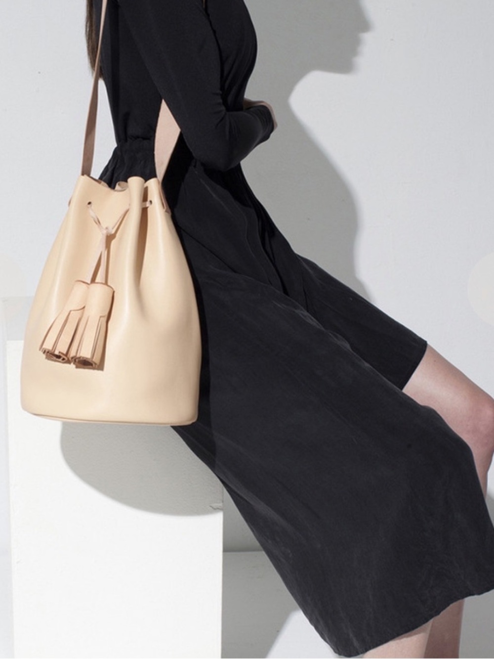 Building Block Bucket Bag in Nude